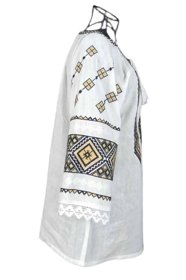 Bluza dama tip ie 024, alb trandafir/maro deschis