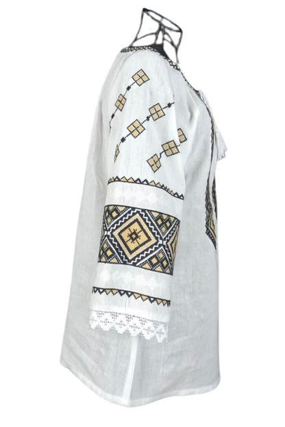 Bluza dama tip ie 024, alb trandafir/maro deschis