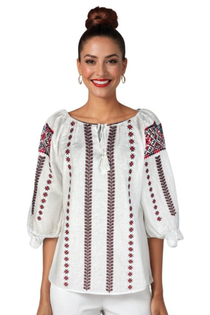 Bluza dama DEC alb/rosu bordo