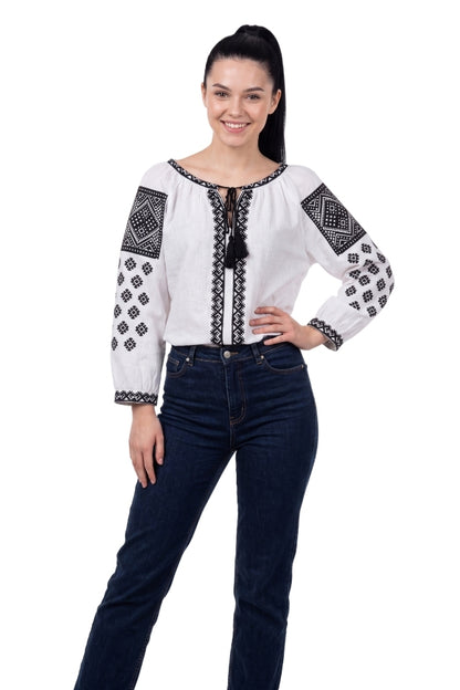 Bluza dama IL26 alb/negru