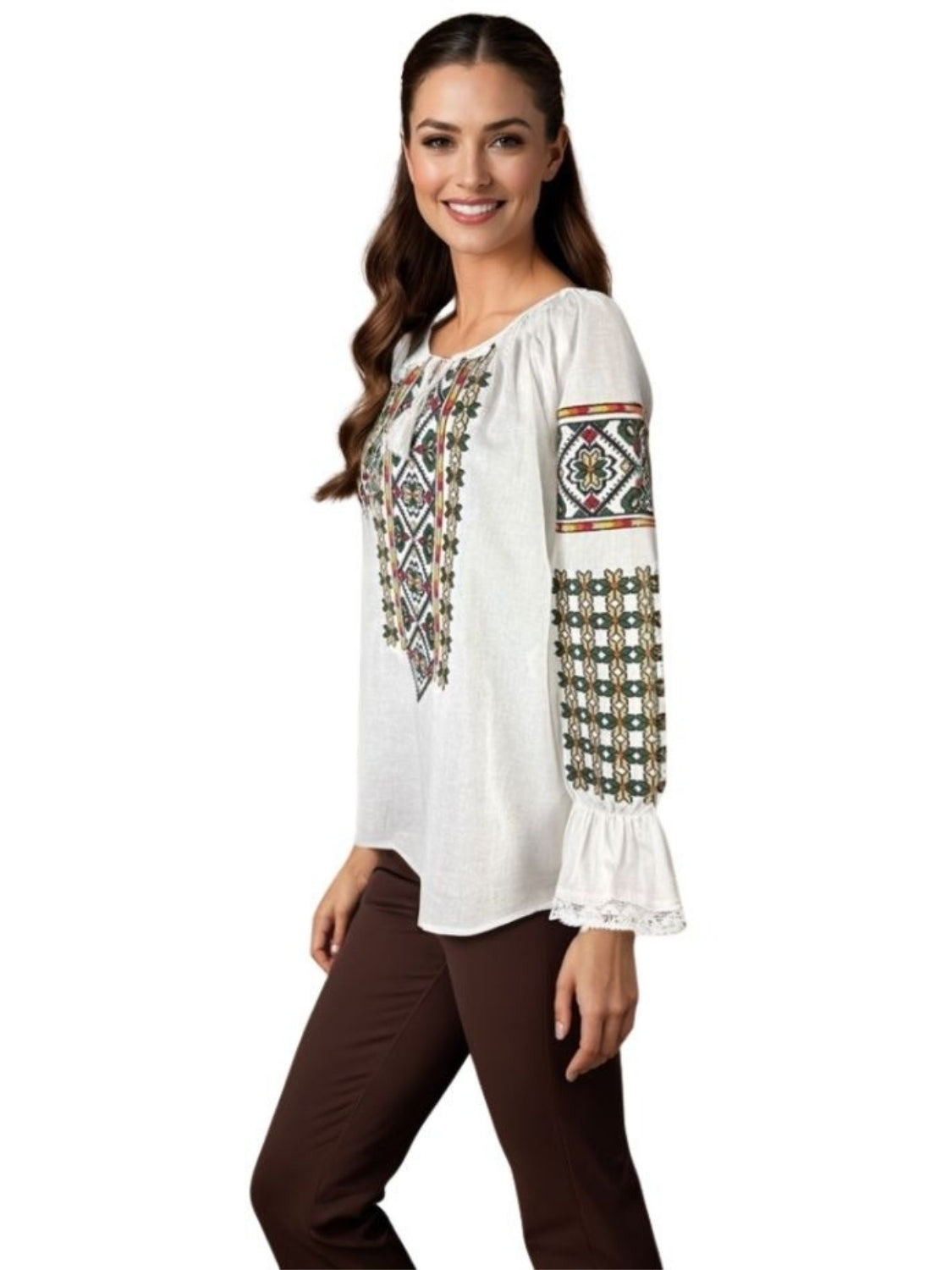 Bluza dama tip ie I26 alb/portocaliu