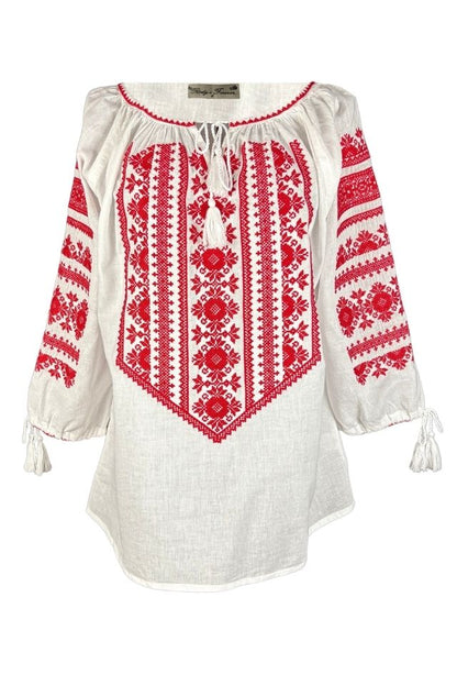 Bluza dama tip ie R25 alb/rosu bordo