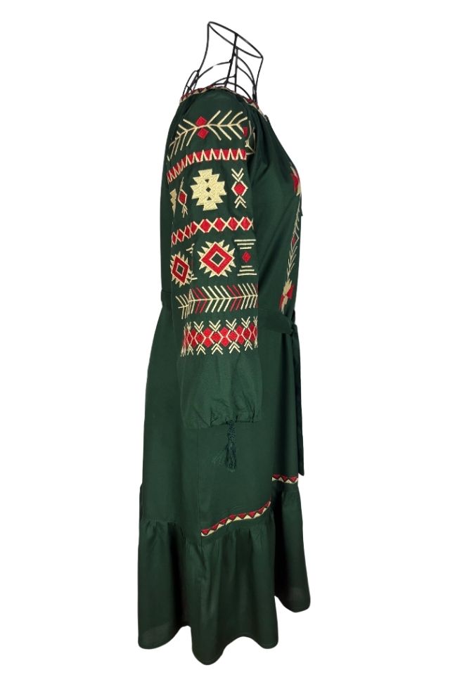 Rochie traditionala dama RL25 negru/rosu