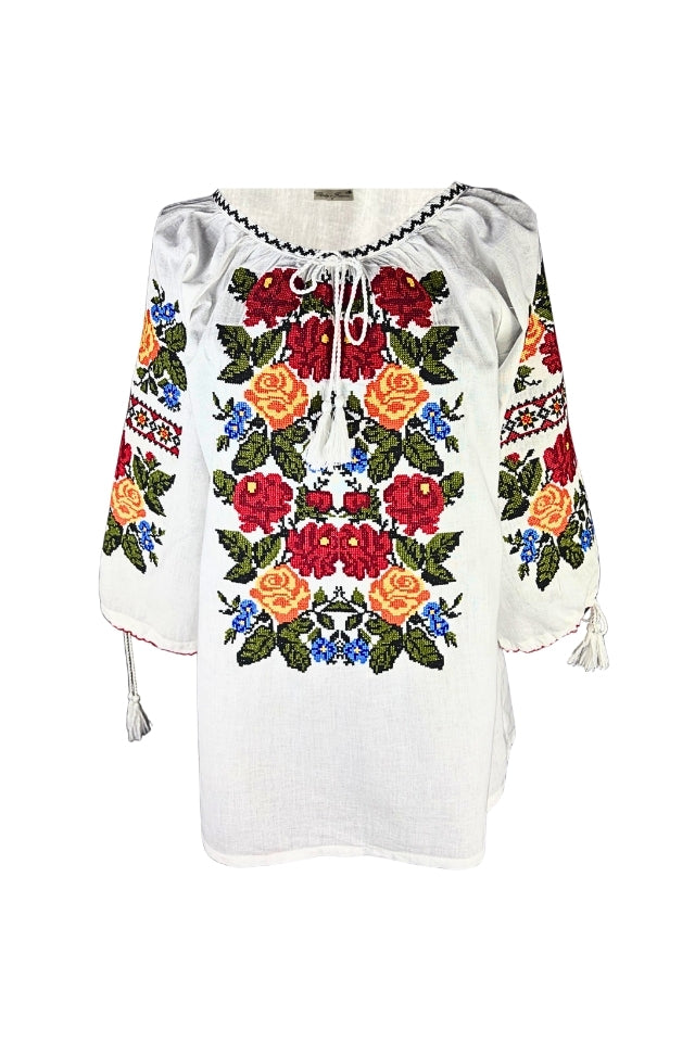 Bluza dama SE26F alb/albastru
