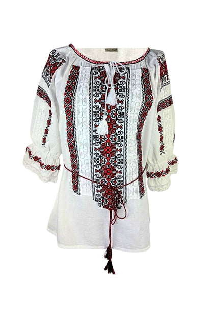 Bluza dama O26F alb/rosu bordo