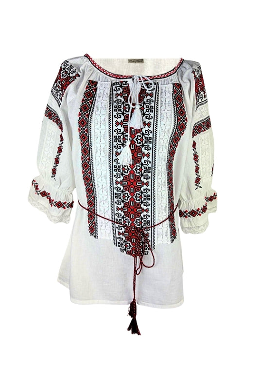 Bluza dama O26F alb/rosu bordo