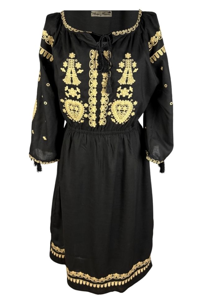 Rochie traditionala dama RL25 negru/bej