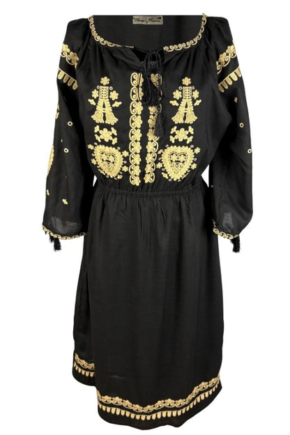 Rochie traditionala dama RL25 negru/bej