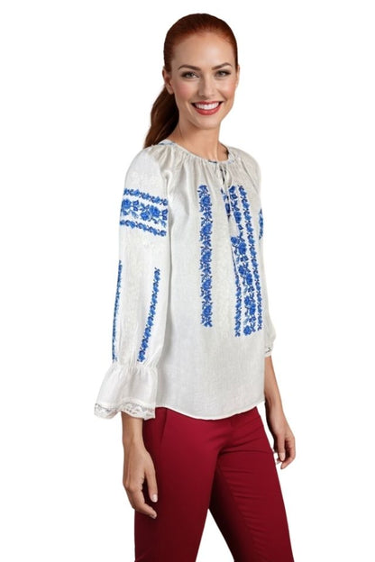 Bluza dama tip ie I26 alb/albastru