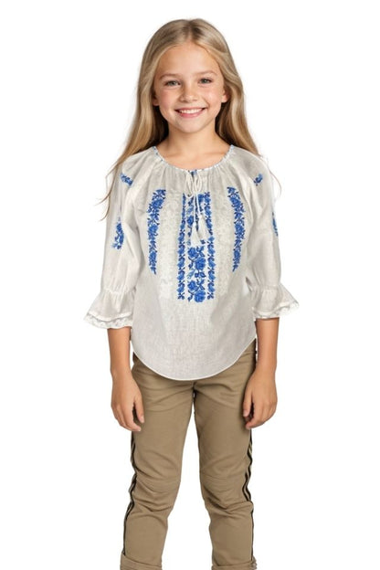 Bluza fete CPO alb/albastru