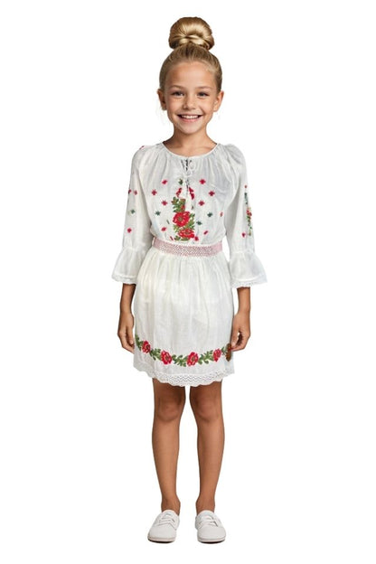Rochie fete tip costum CPC alb/bej