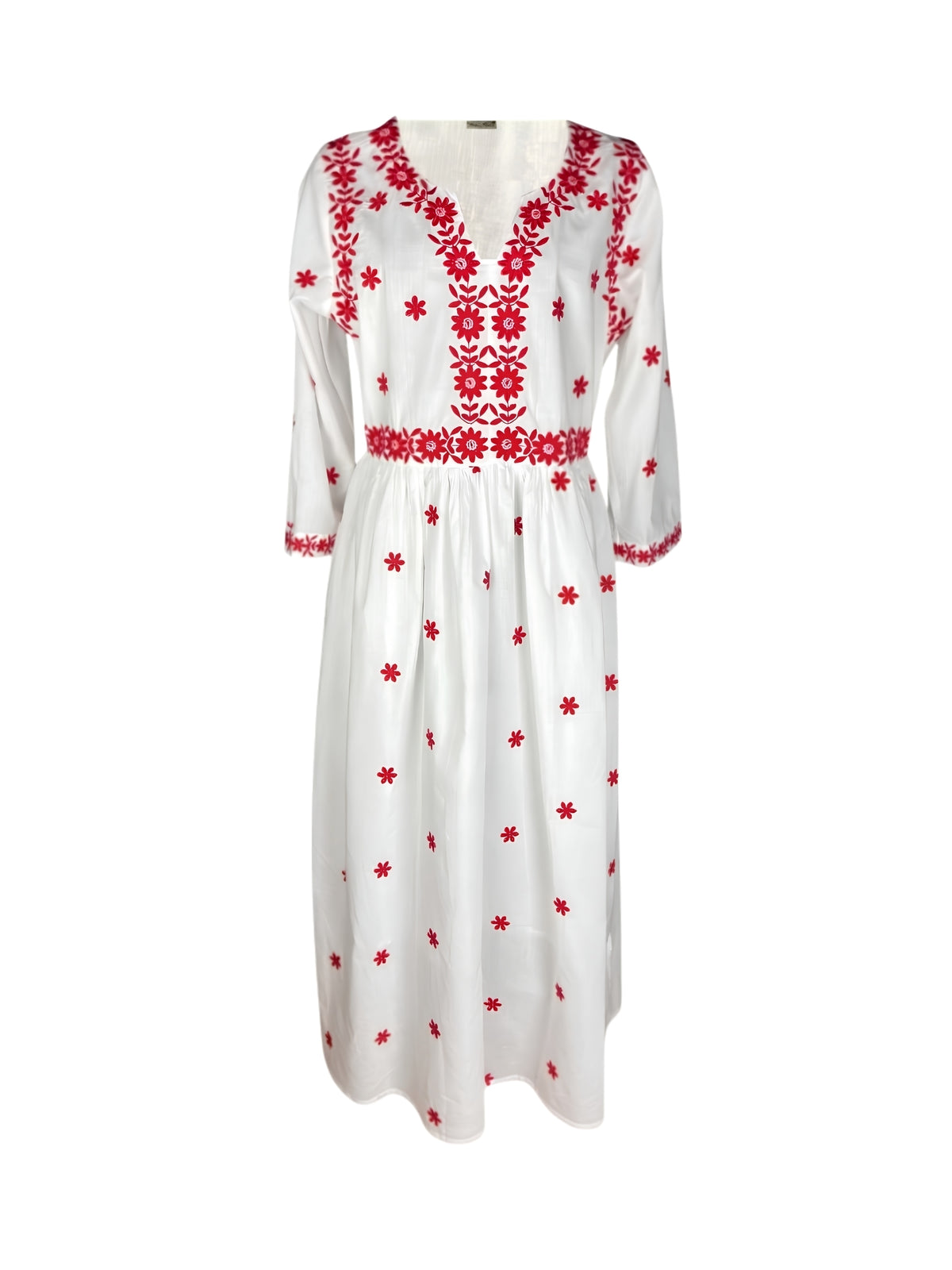Rochie dama S25 alb/rosu