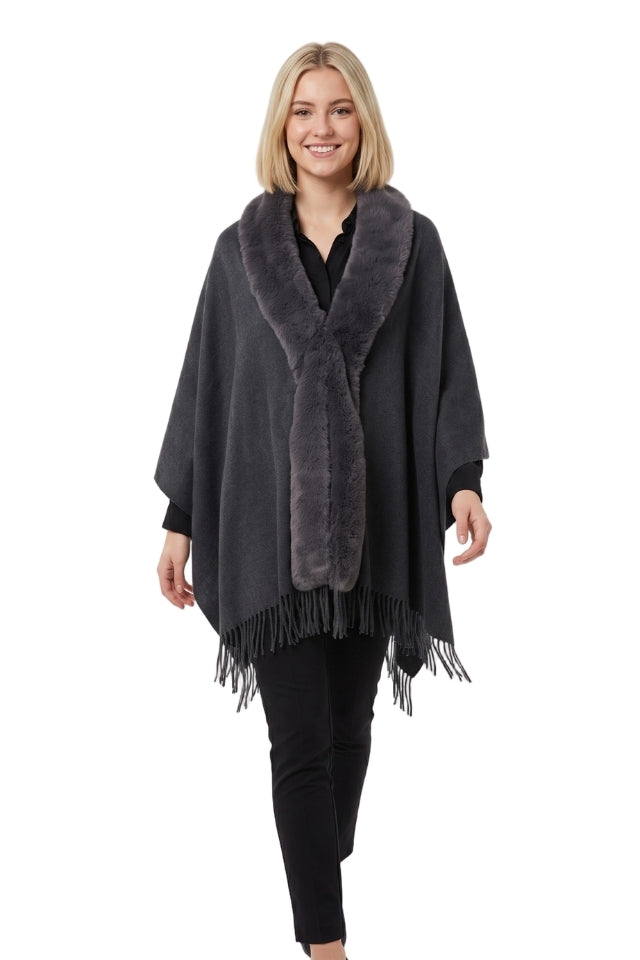Fular dama tip poncho S gri