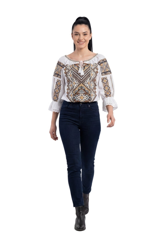 Women's blouse IL26 white/brown
