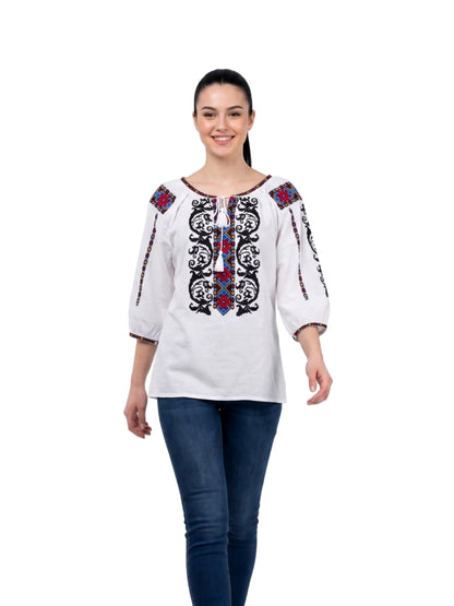 Bluza dama AU26 alb/negru