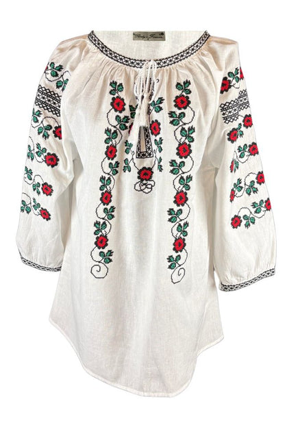 Bluza dama tip ie R25 alb/verde