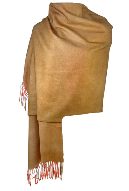 Fular tip sal, cu doua fete uni, Dacali, portocaliu antichizat, 185X75 cm