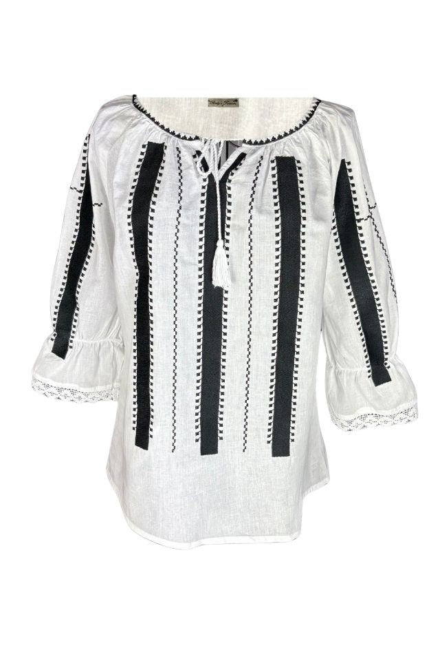 Bluza dama RFN 2 alb/negru mahon