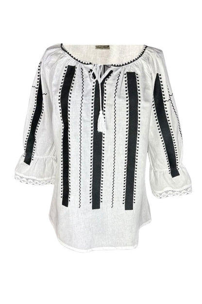 Bluza dama RFN 2 alb/negru mahon