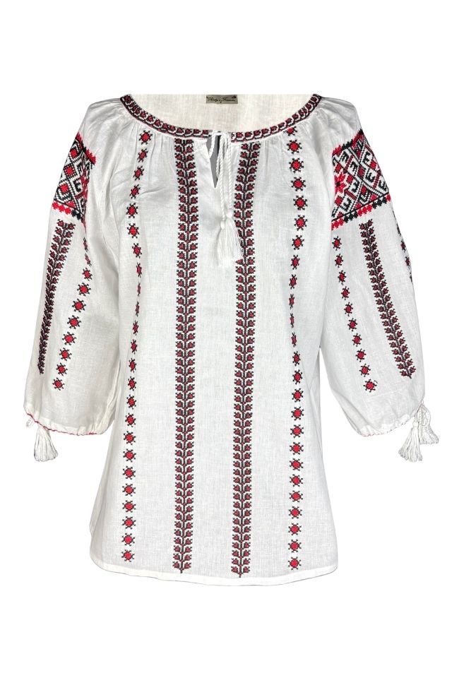 Bluza dama DEC alb/rosu bordo