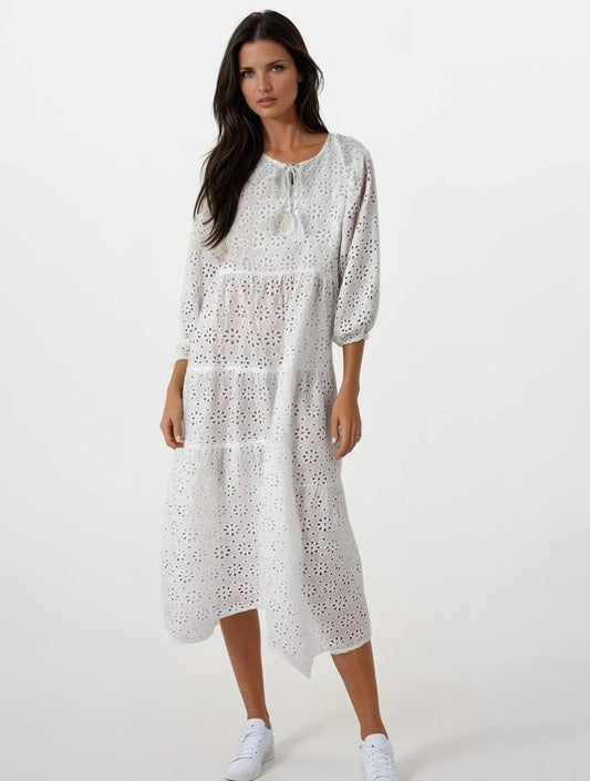 Rochie traditionala dama R25 alb crystal