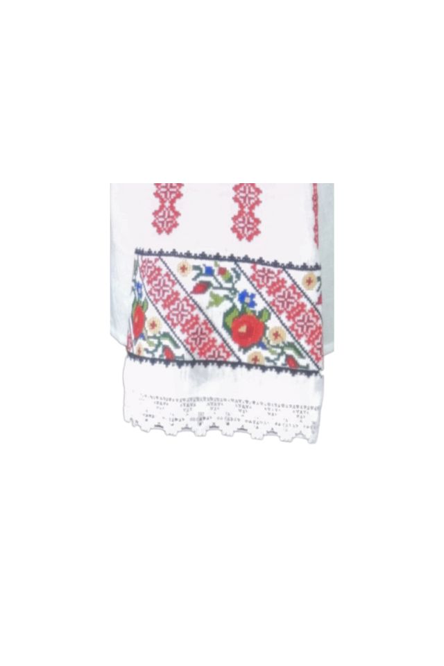 Bluza tip ie traditionala dama DEC, alb/rosu