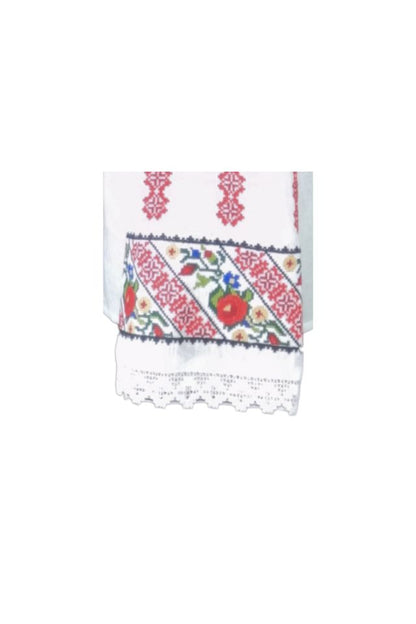 Bluza tip ie traditionala dama DEC, alb/rosu
