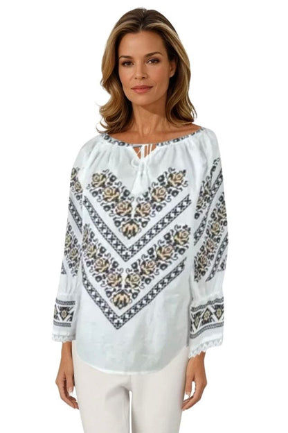 Bluza dama tip ie D24, alb/maro