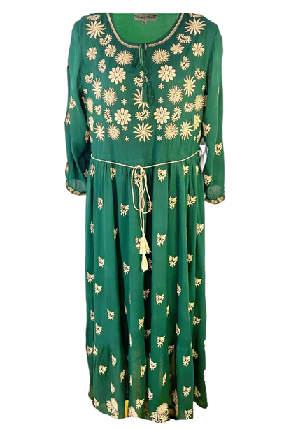Rochie dama casual, verde/crem