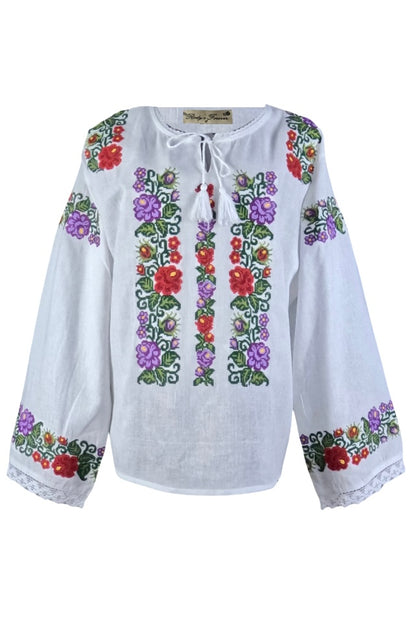 Bluza tip ie R24D, alb trandafir/mov
