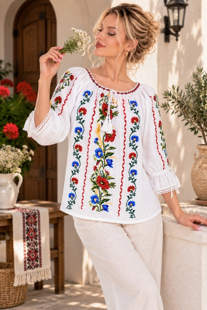 Bluza dama O26F alb,galben
