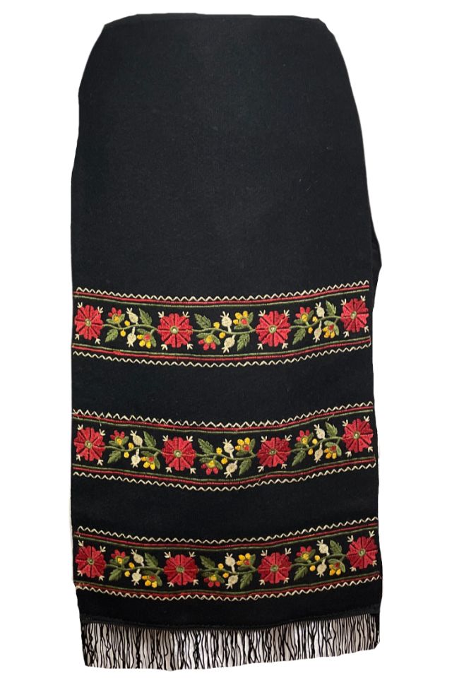Fusta dama casual tip fota cu flori din stofa, negru, One Size INTL