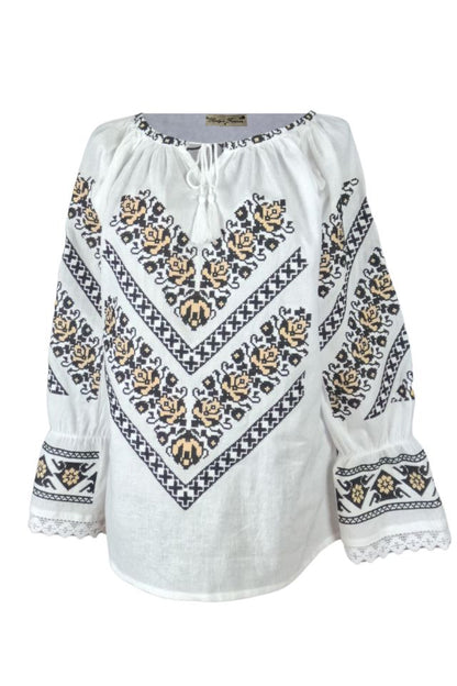 Bluza dama tip ie D24, alb/maro
