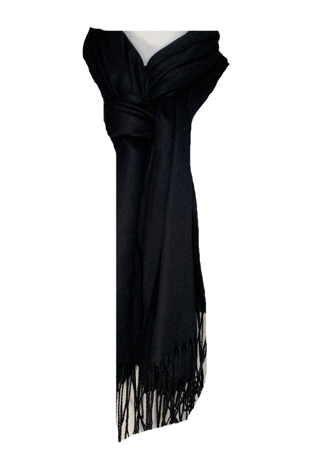 Esarfa tip sal din casmir, negru