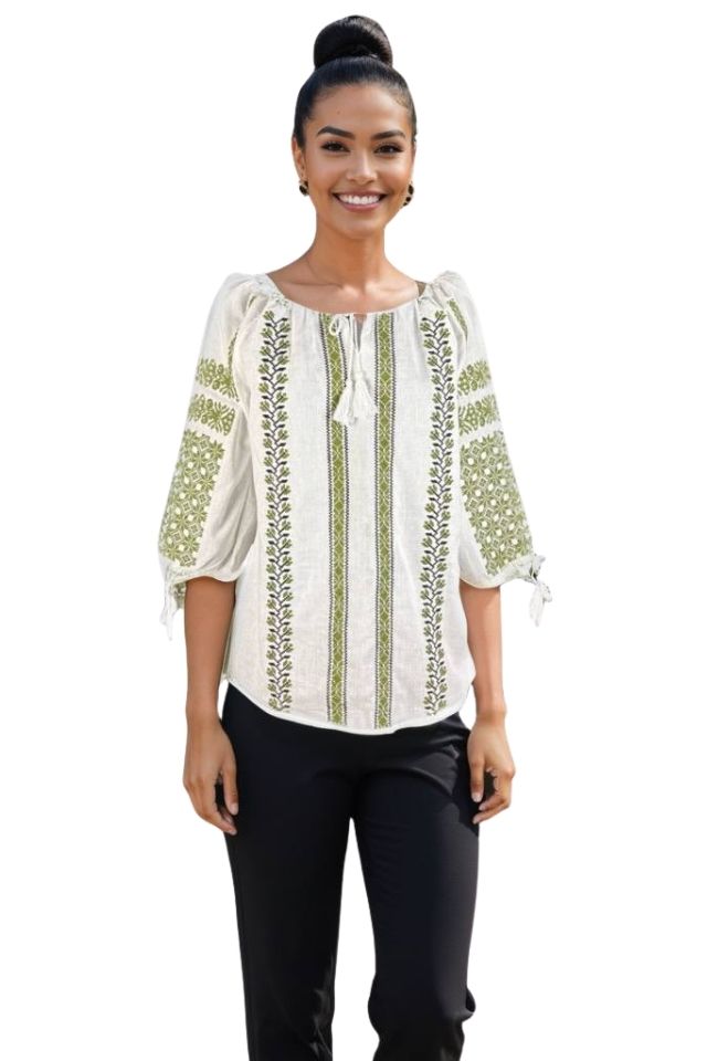 Bluza dama RA25 alb/verde