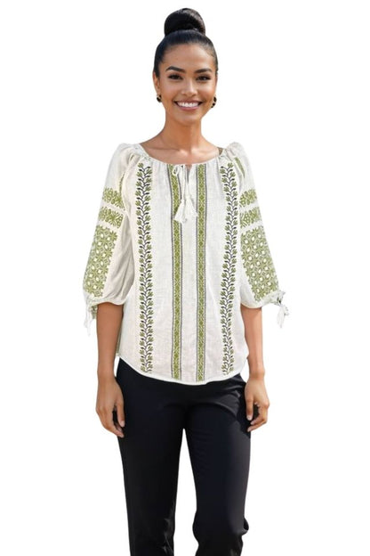 Bluza dama RA25 alb/verde