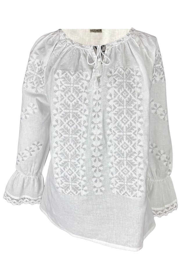 Bluza dama O25 alb/argintiu