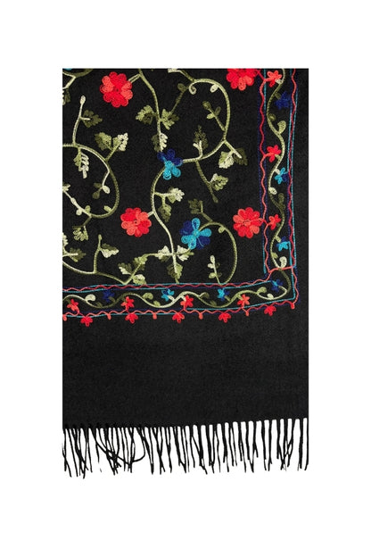 Fular dama de lux brodat colorat negru