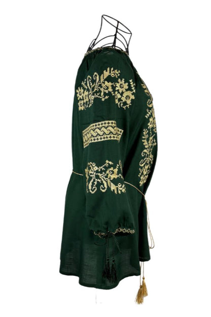 Bluza tip ie dama R24, verde/auriu