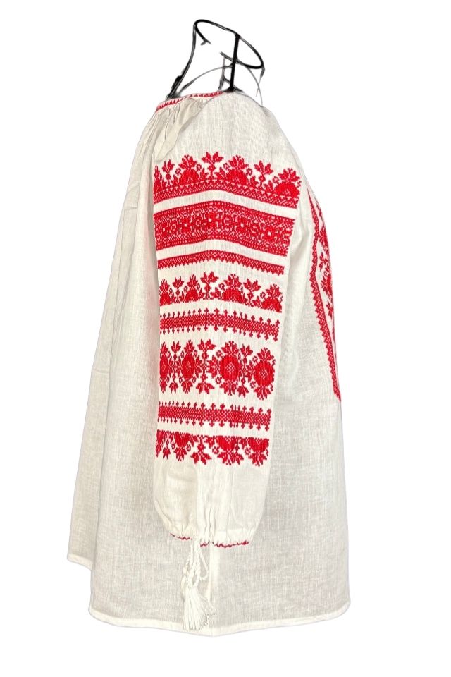 Bluza dama tip ie R25 alb/rosu bordo