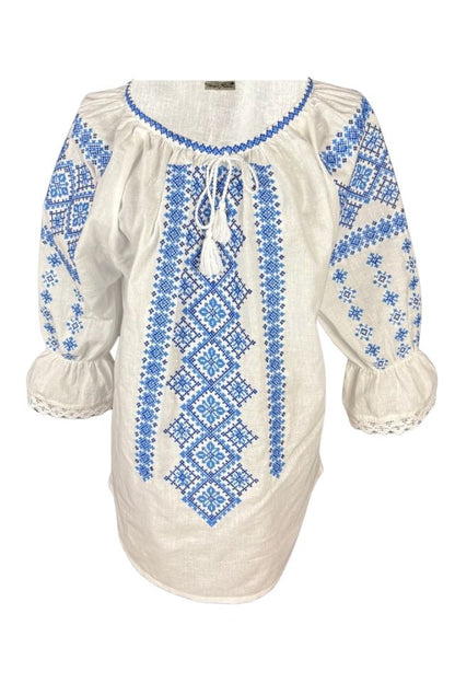 Bluza dama A26 alb/albastru