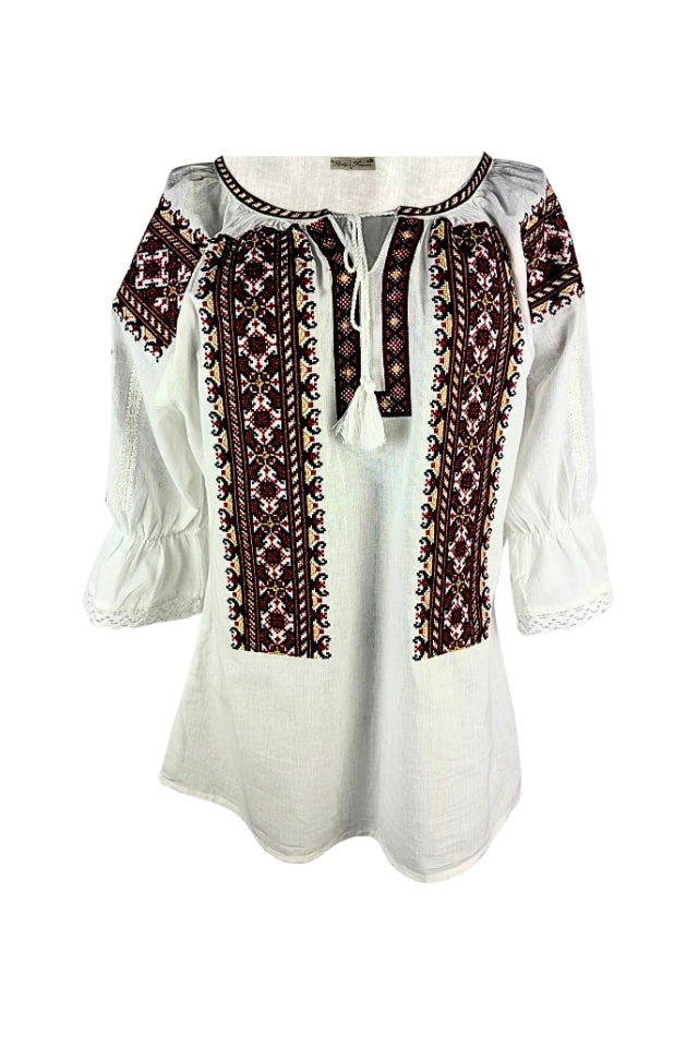 Bluza dama O26F alb/rosu
