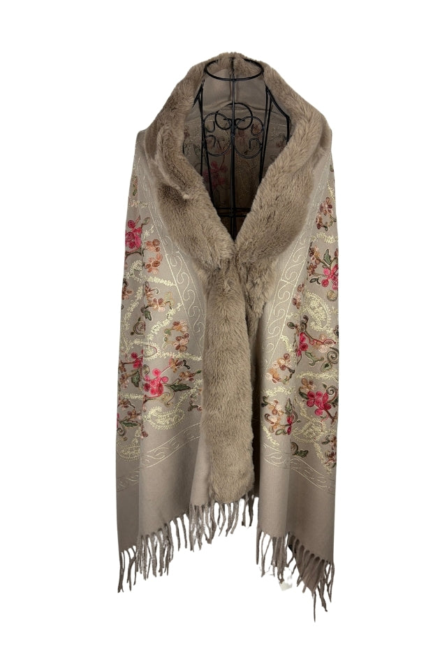 Fular dama tip poncho de lux bej