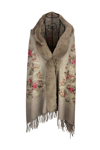 Fular dama tip poncho de lux bej