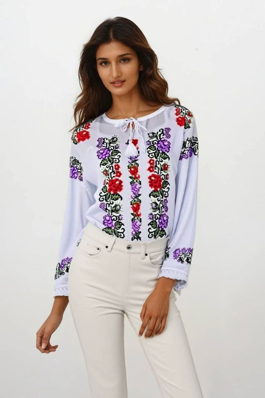 Bluza tip ie R24D, alb trandafir/mov