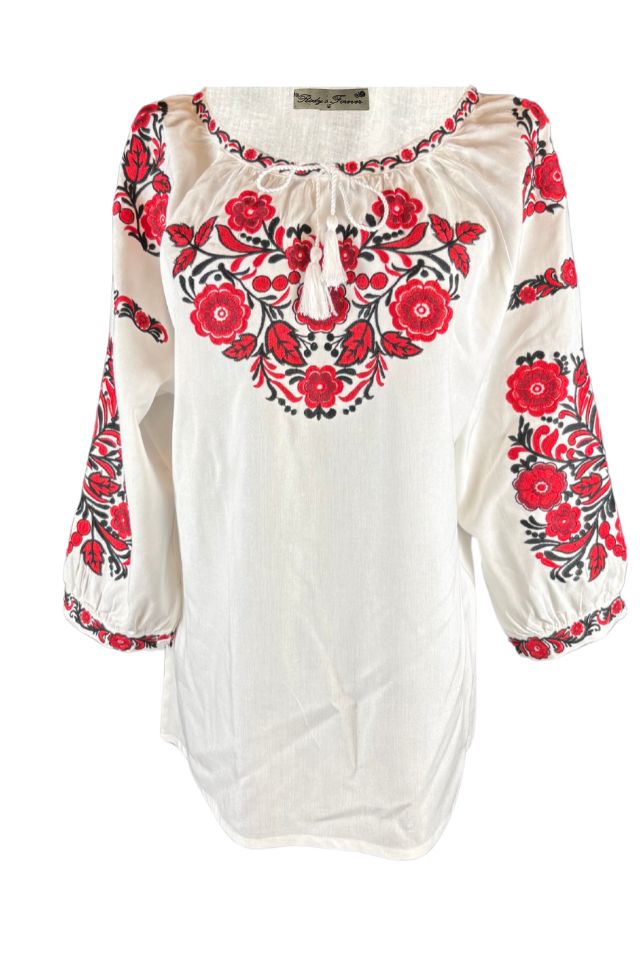 Bluza tip ie dama R25 alb crystal/rosu