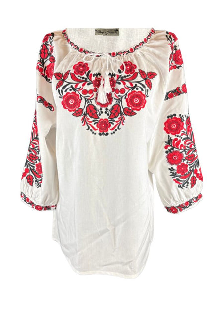 Bluza tip ie dama R25 alb crystal/rosu