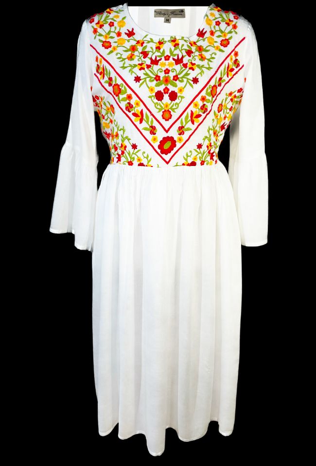 Rochie dama casual RD2, alb/portocaliu