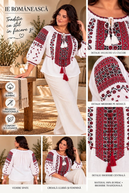 Bluza dama OG26 alb/rosu