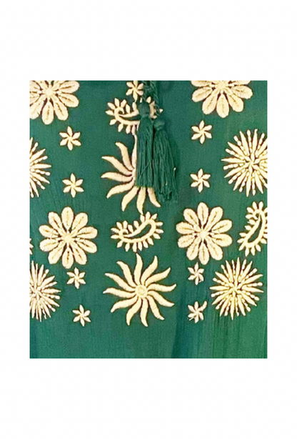 Rochie dama casual, verde/crem